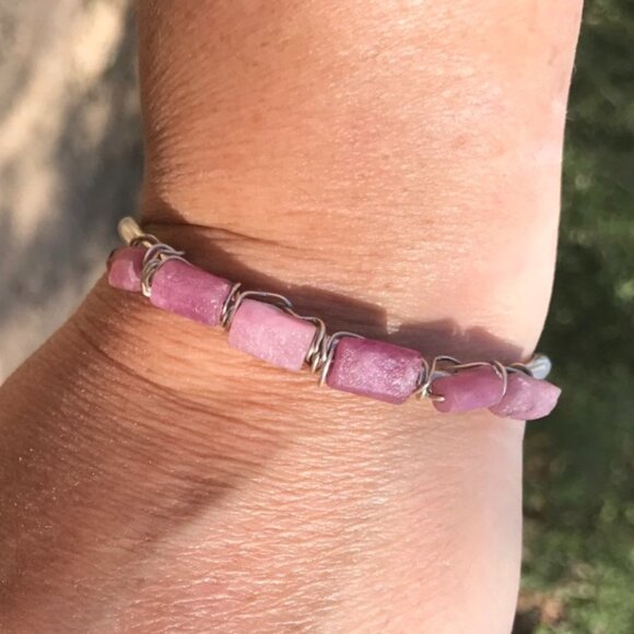 Pink Tourmaline Natural Sterling Silver Cuff Bracelet Gemstone Untreated 925 - Picture 1 of 10